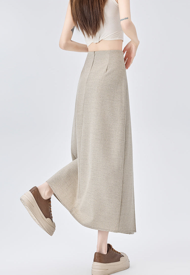 Asymmetric Waist High-Rise Pleated Midi Skirt