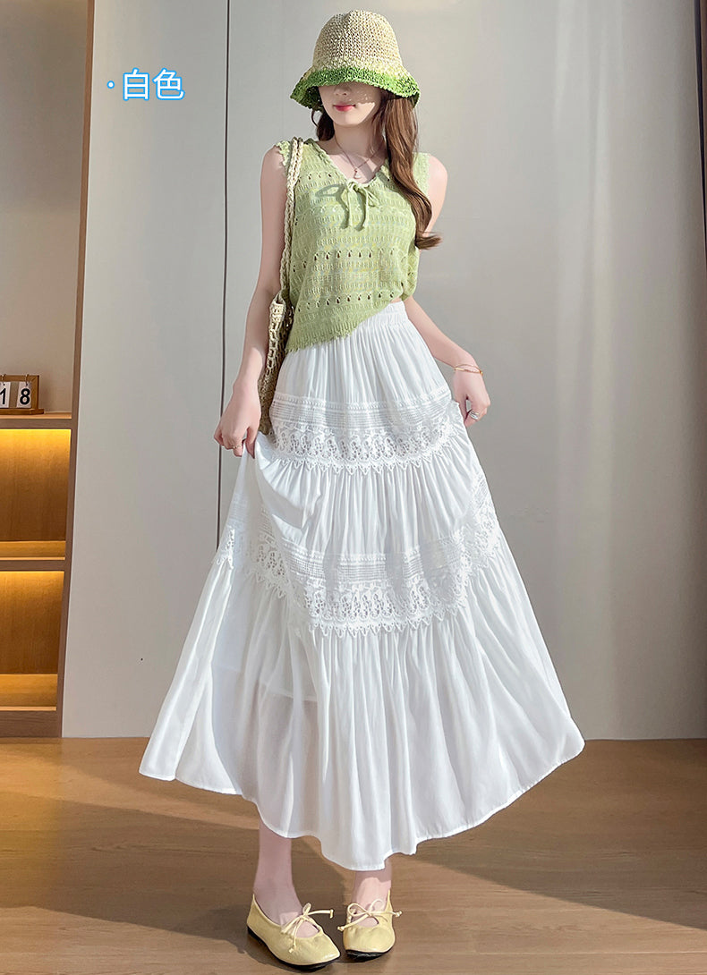 Prairie Dreams Crochet-Inlay Long Skirt