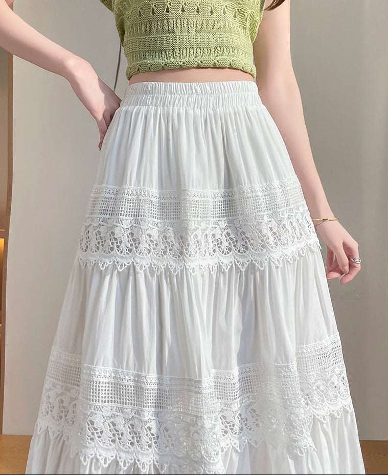 Prairie Dreams Crochet-Inlay Long Skirt