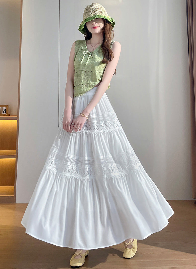 Prairie Dreams Crochet-Inlay Long Skirt