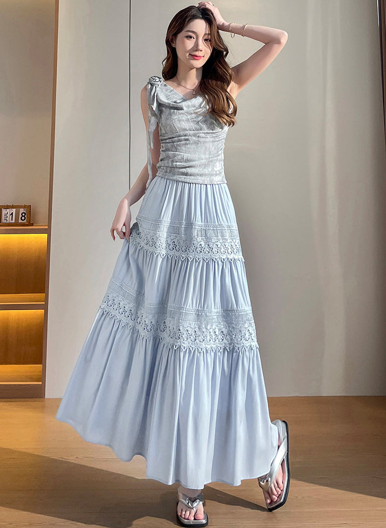 Prairie Dreams Crochet-Inlay Long Skirt