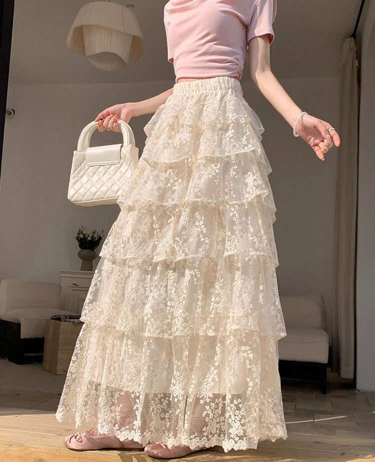 Floral Lace Tiered Rufle Skirt