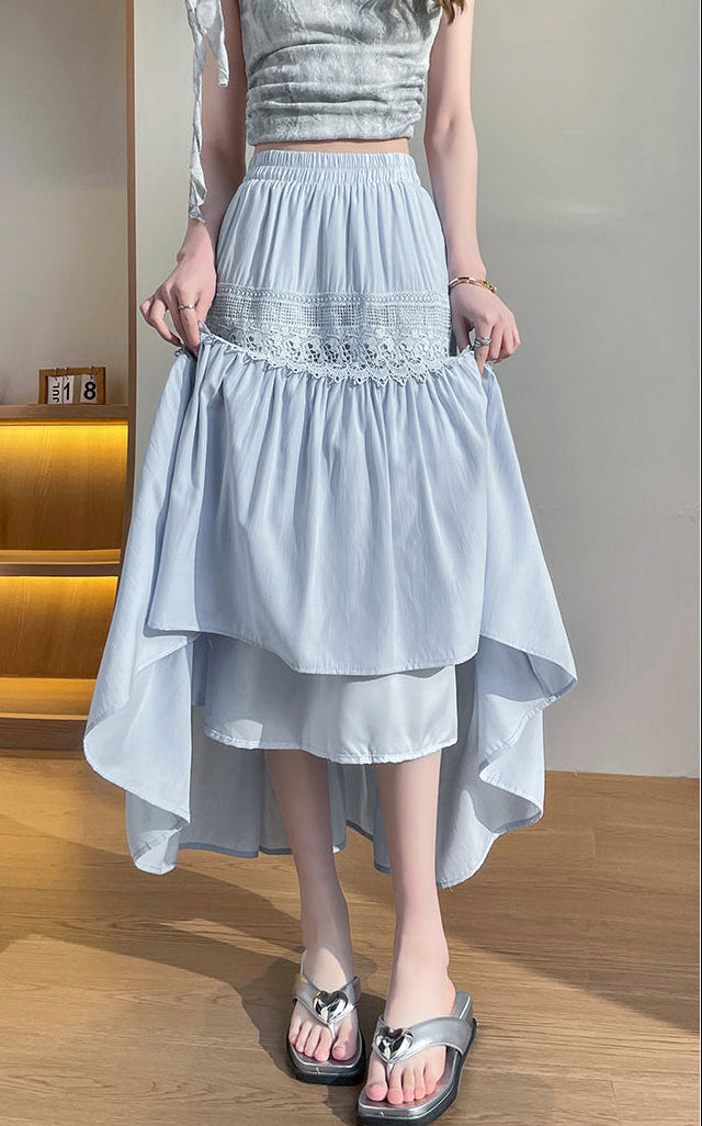 Prairie Dreams Crochet-Inlay Long Skirt