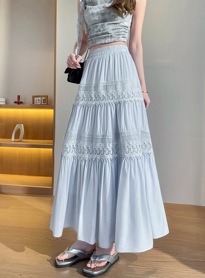 Prairie Dreams Crochet-Inlay Long Skirt
