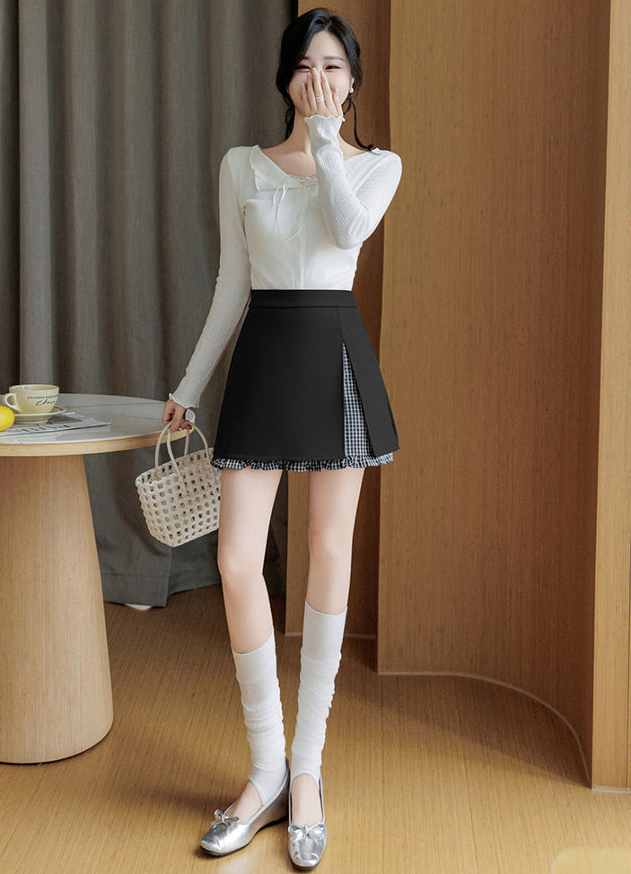 Double-Layer Split Mini Skirt