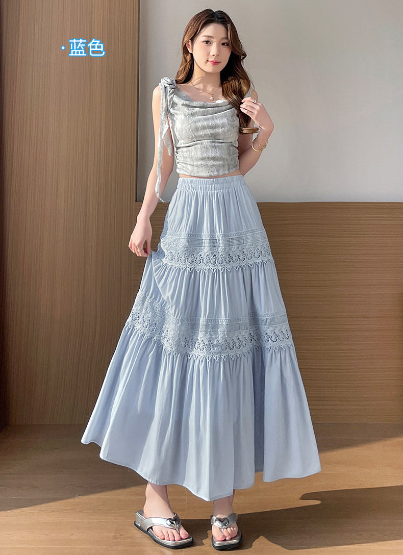 Prairie Dreams Crochet-Inlay Long Skirt