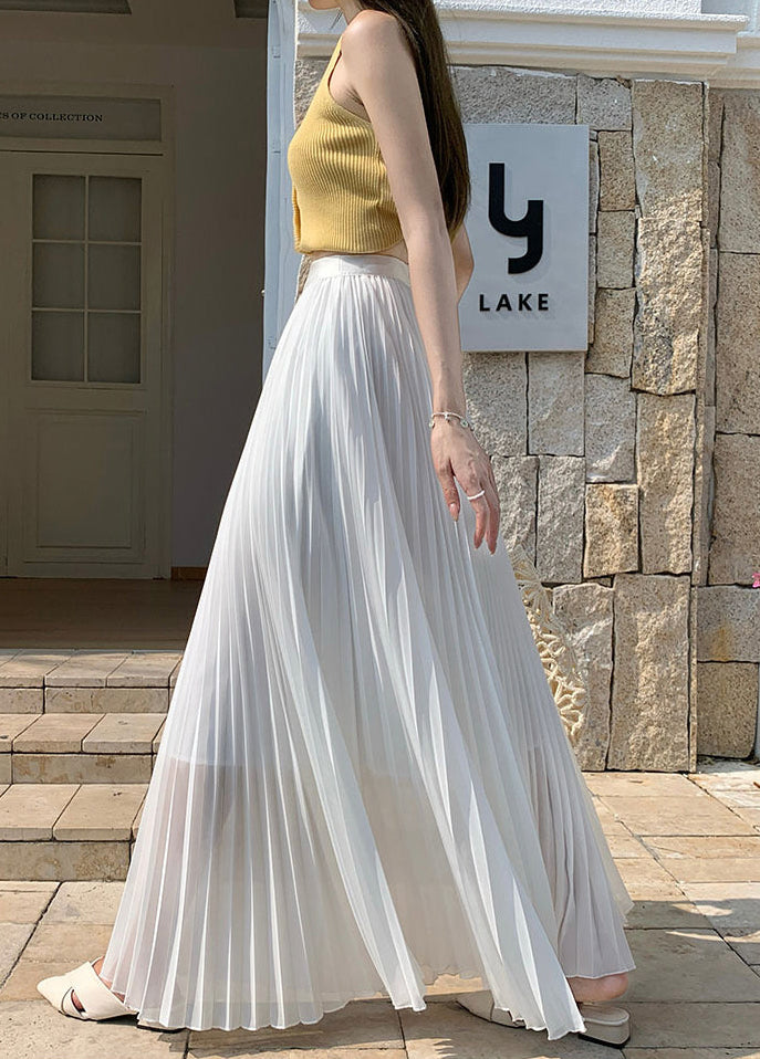 Summer Pastel Chiffon Pleated Maxi Skirt