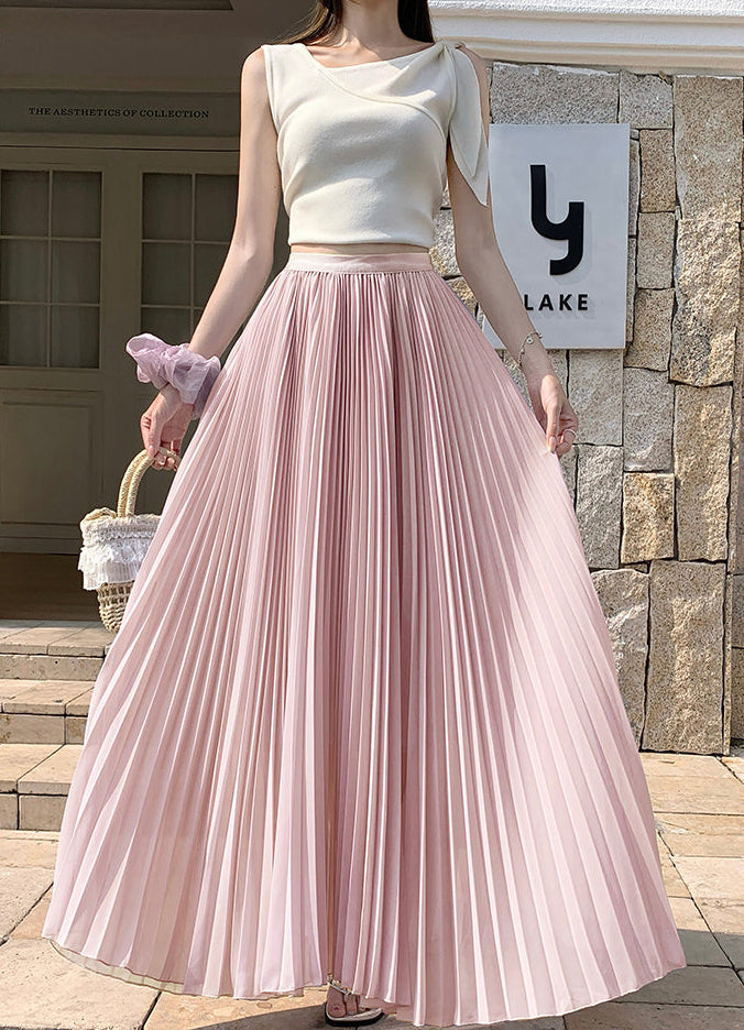 Summer Pastel Chiffon Pleated Maxi Skirt